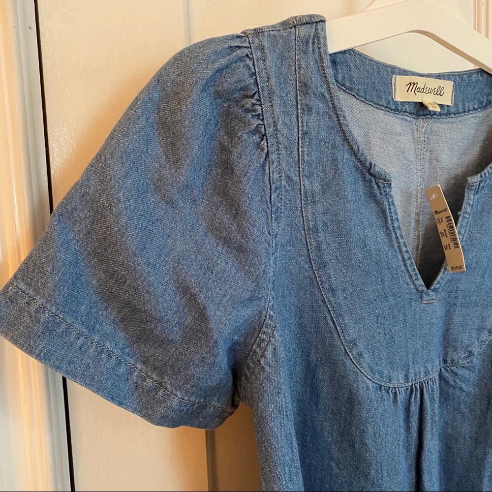 Madewell Denim Popover Swing Dress Newsom Wash XXS - Picture 3 of 11